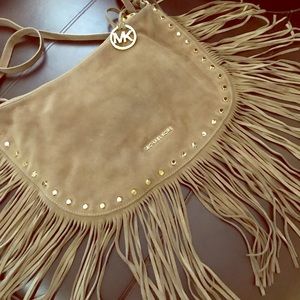 Tan gold studded leather